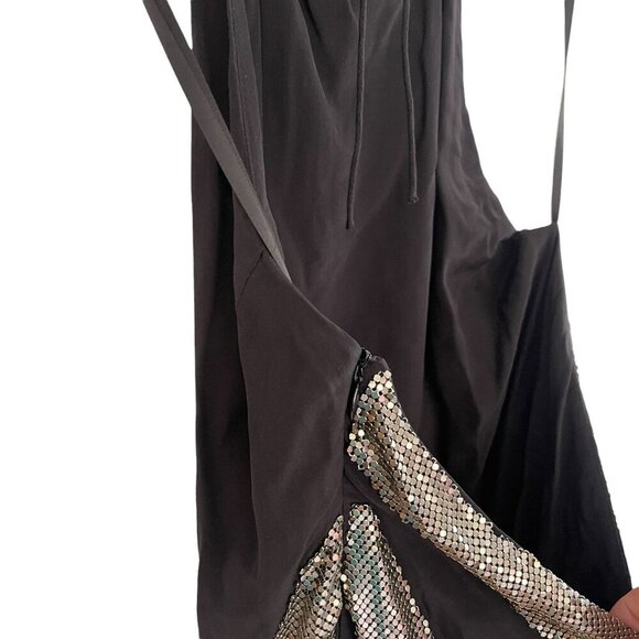Sheri Bodell Black Silk Sequin Backless Halter Mini Shift Dress Size M - Picture 5 of 10